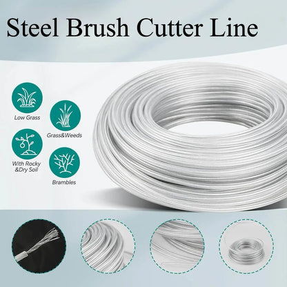 Grass Cutting Rope 15M Steel Wire Trimmer Line Nylon Garden Strimmer