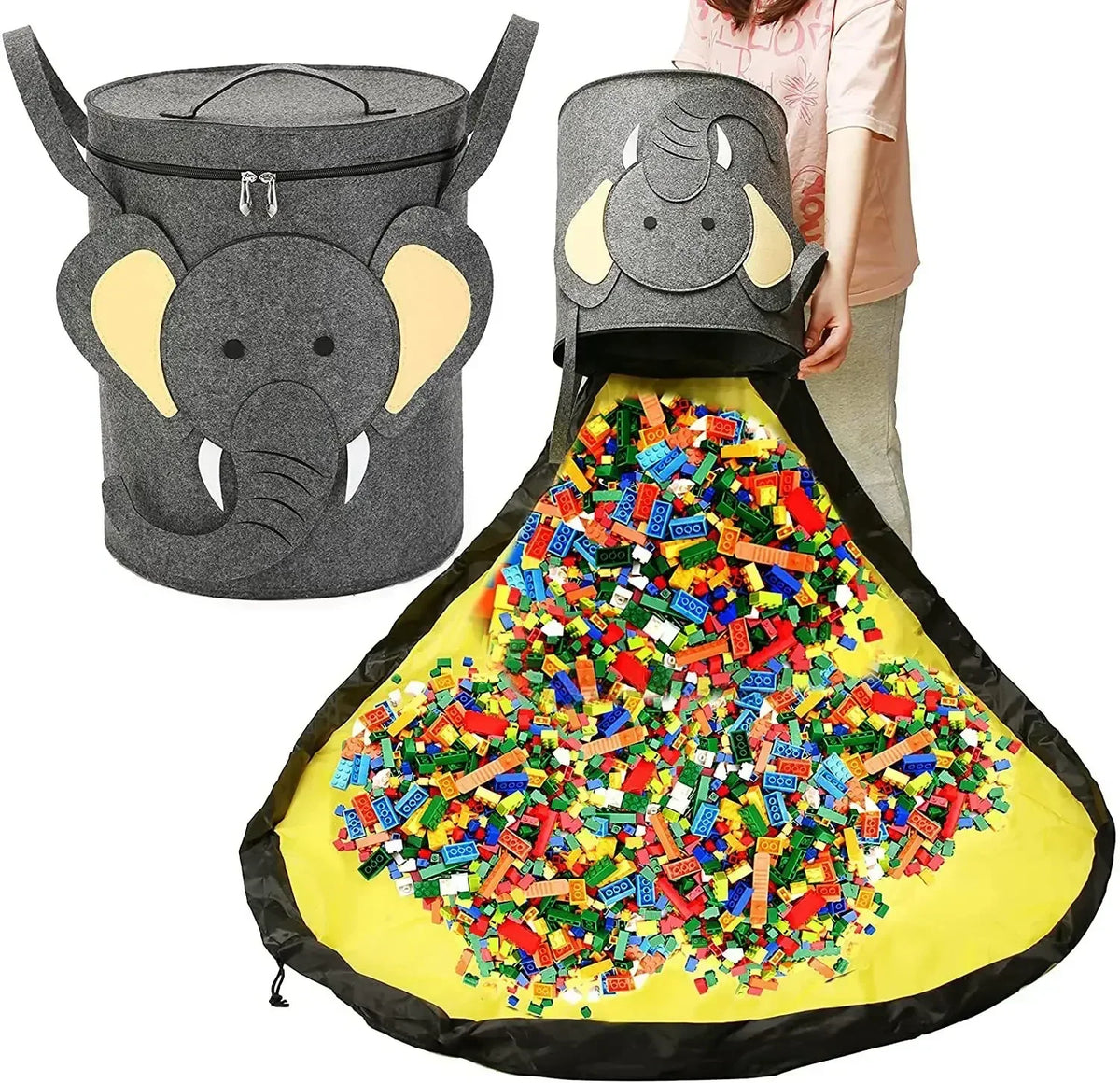 Large Toy Storage Bag Play Mat Portable Organizer for Building Blocks