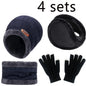 Men Women Beanie Winter Hat Scarf Gloves Thick Warm Knit Cap Set