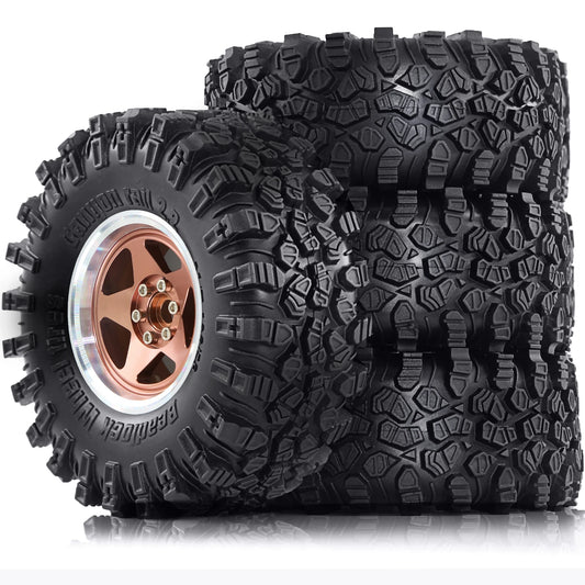 2.2 RC Crawler Tires & Metal Beadlock Wheels 4pcs for 1/10 1/8 SCX10 TRX4