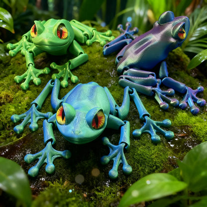 3D Printed Jointed Frog Figurine for Home Office Decor Articulated Poses