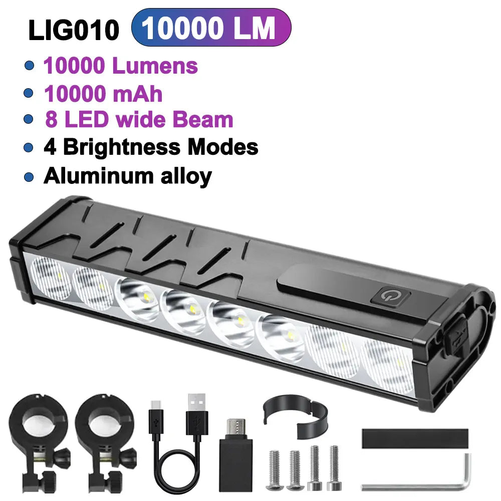 NEWBOLER Bicycle Front Headlight 10000 Lumen 10000mAh USB Rechargeable MTB