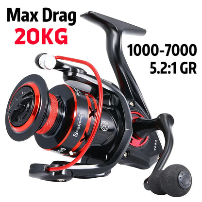 Sougayilang 1000-7000 Spinning Reel, Aluminum Spool, 10kg Max Drag, EVA Handle for Bass Freshwater Pesca