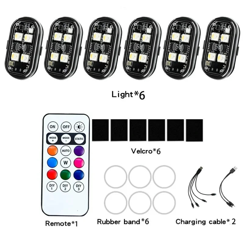 Wireless LED Strobe Lights for Motorcycle with USB Charging