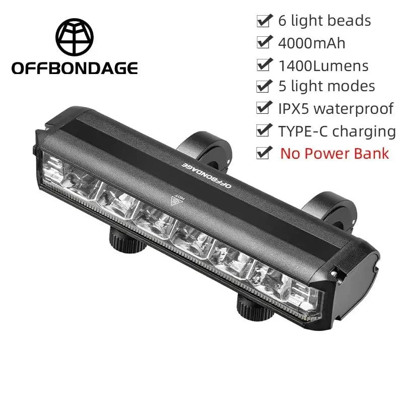Offbondage Bicycle Light Front 900Lumen USB Rechargeable Waterproof Flashlight