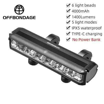 Offbondage Bicycle Light Front 900Lumen USB Rechargeable Waterproof Flashlight