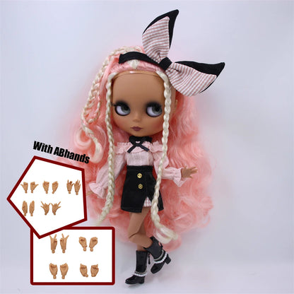 ICY DBS Blythe Doll Black Skin Joint Body Colourful Hair 1/6 BJD Dress Up