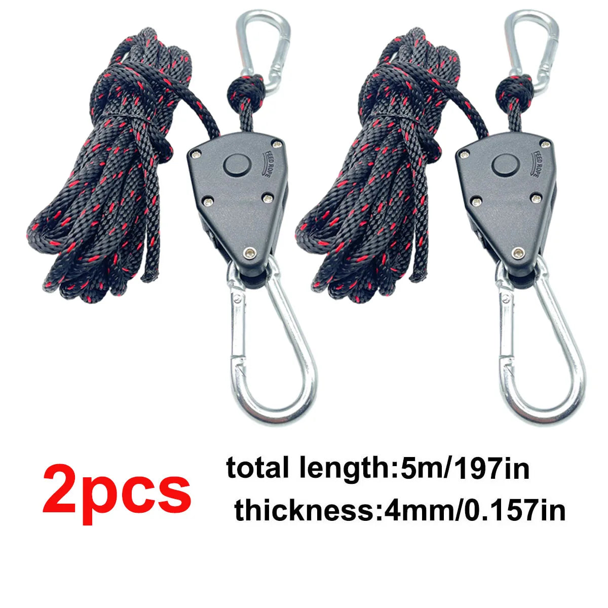 4mm Tent Rope Tightener Pulley Ratchet Hook for Camping Awning Canopy