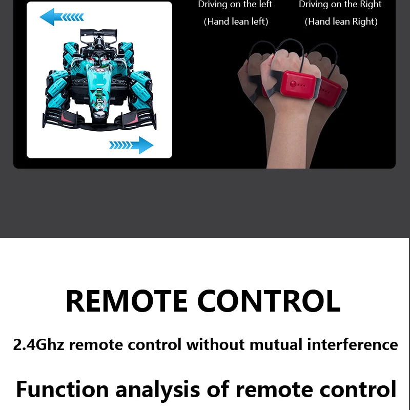 ZWN F1 RC Drift Car With Music Led Lights 2.4G Glove Gesture Radio Remote Control Stunt Cars 4WD Electric Children Toy vs Wltoys-EXPROTAS