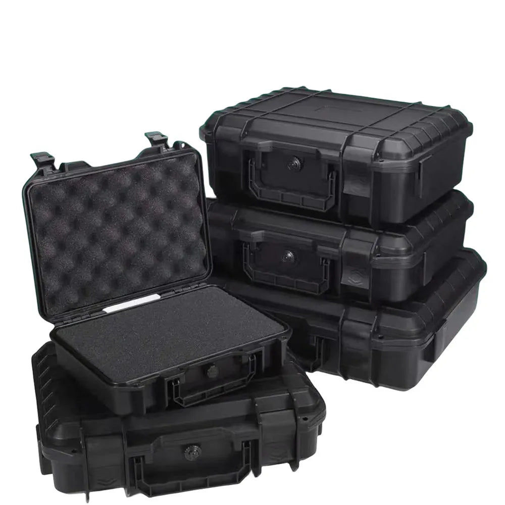 1pc Waterproof Hard Carry Tool Case w/ Pre-Cut Sponge, Impact-Resistant Storage Box