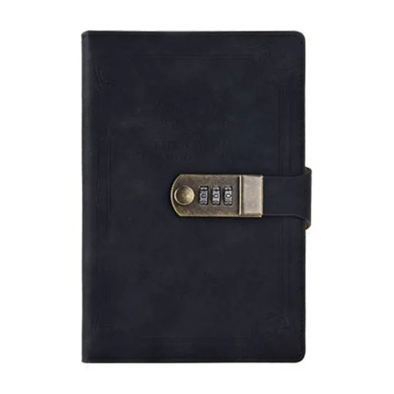 A5 Retro Password Book with Lock 200 Pages Diary Notepad Journal Ledger