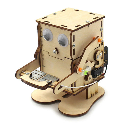 Robot Eating Coin Wood DIY Model Teaching Learning STEM Project Toy