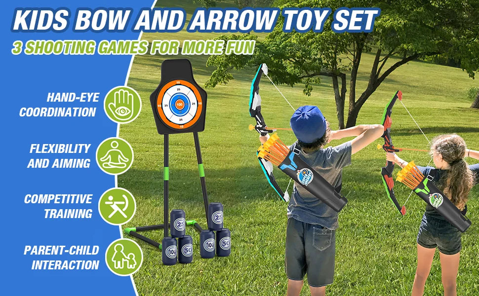 Bow And Arrows For Children Kids Archery Bow Practice Recurve Bow Outdoor Sports Game Hunting Shooting Toy Boys Gift Bow Kit Set-EXPROTAS
