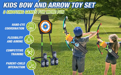 Bow And Arrows For Children Kids Archery Bow Practice Recurve Bow Outdoor Sports Game Hunting Shooting Toy Boys Gift Bow Kit Set-EXPROTAS