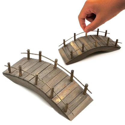 1:12 Miniatures Fairy Garden Wooden Arch Bridge with Railings
