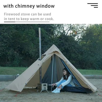 Camping Hot Tent with Chimney Window Outdoor Ultralight Tipi Teepee Tent Pyramid Double Layer Bushcraft 1 Person Tents Hot Tent-EXPROTAS