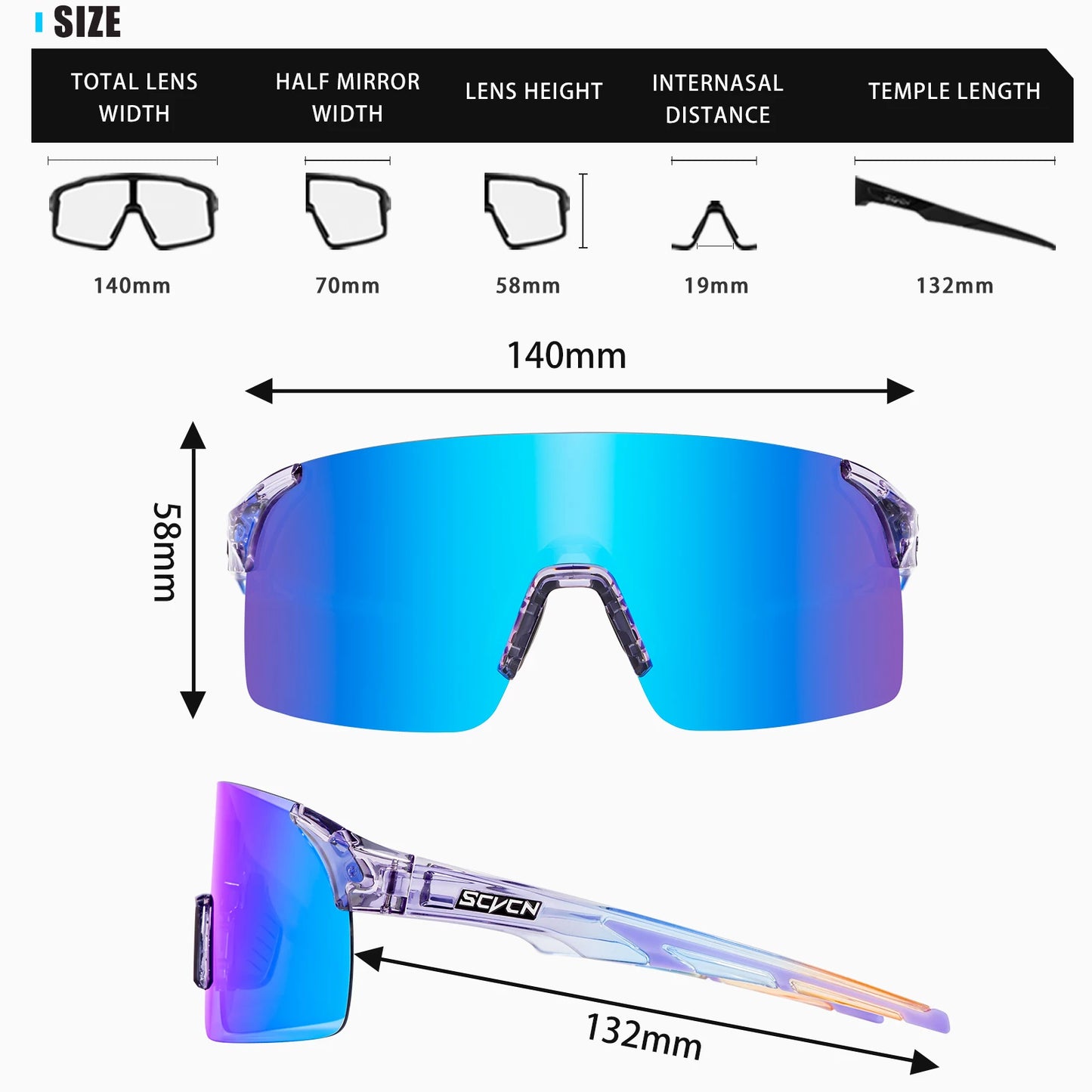 SCVCN Photochromic Cycling Sunglasses MTB Bike Glasses for Men & Women
