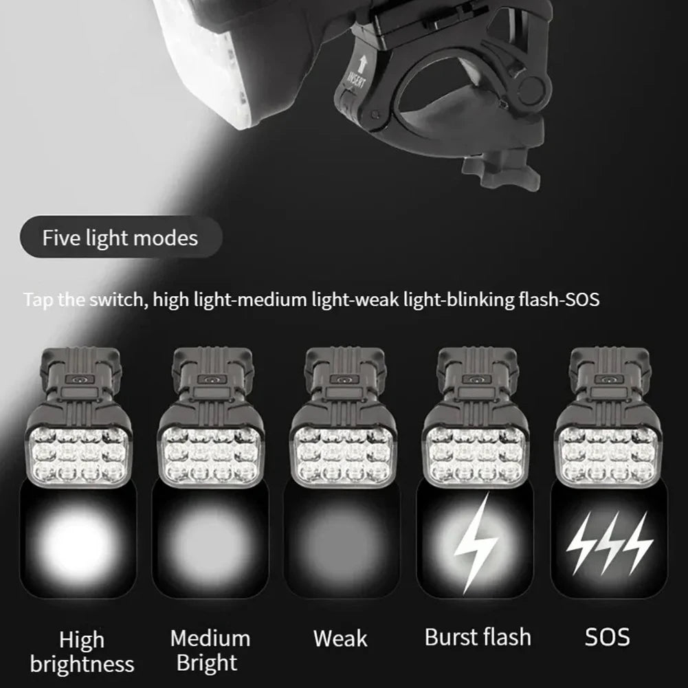 12 LED Bicycle Front Light Rechargeable Bike Horn MTB Safety Lamp Night Riding
