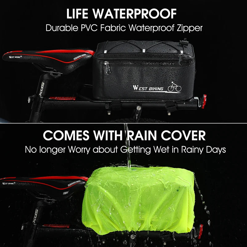 4L Waterproof Bike Rack Bag Bicycle Rear Pannier with Rain Cover