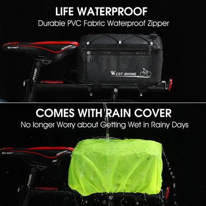 4L Waterproof Bike Rack Bag Bicycle Rear Pannier with Rain Cover