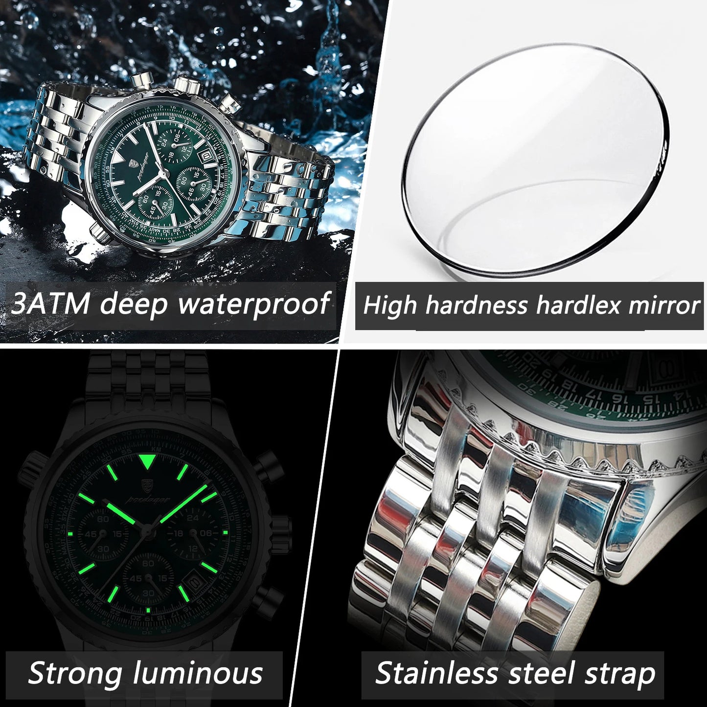POEDAGAR Luxury Military Watch for Men Waterproof Luminous Date Chronograph Man Watch Sport Quartz Stainless Steel Men's Watches-EXPROTAS