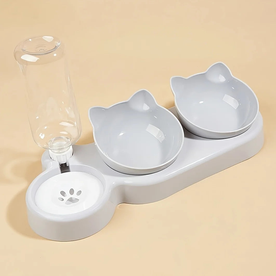 Neck Protection Cat Water Feeder Bowl Automatic Pet Dishes Set