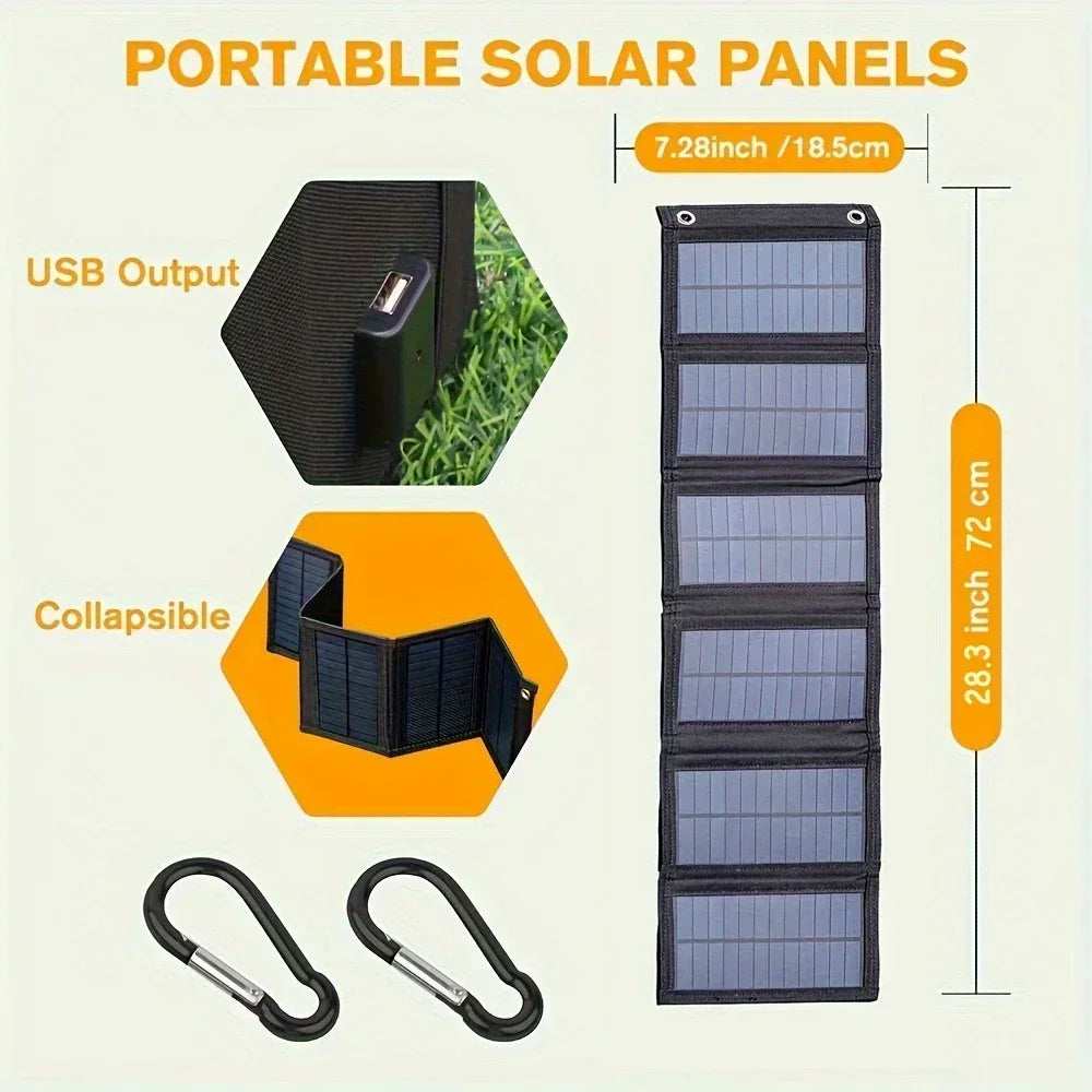 12V Phone USB Charger Solar Panel Portable Outdoor Camping Power Bank