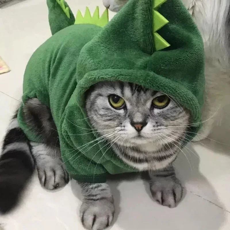 Pet Cat Dog Dinosaur Costume Hoodie Halloween Clothes for Small Dogs