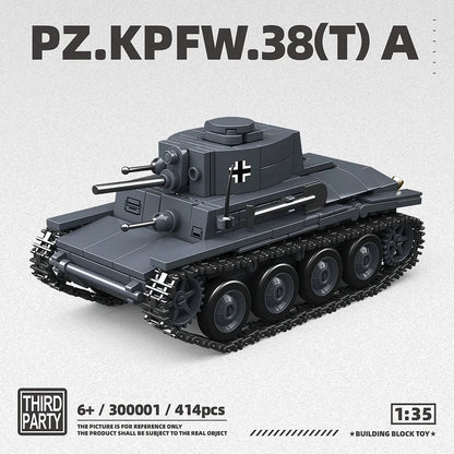 WW2 German Pz.Kpfw.38(t)A Light Tank Building Blocks Military Brick Model Set Gift