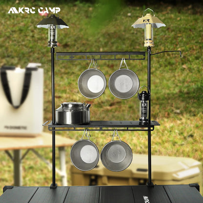 Lightweight Camping Storage Shelf Aluminum Rack Table Lantern Stand
