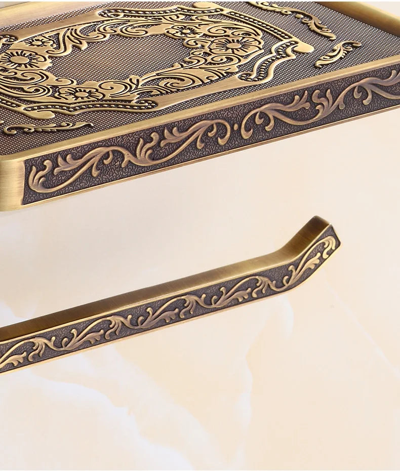 Toilet Paper Holder Wall Mounted Vintage Classic Bathroom Antique Brass Roll Tissue Box Bathroom Accessories-EXPROTAS