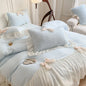 3pcs Ruffle Duvet Cover Bedding Set with Pillowcases for Bedroom