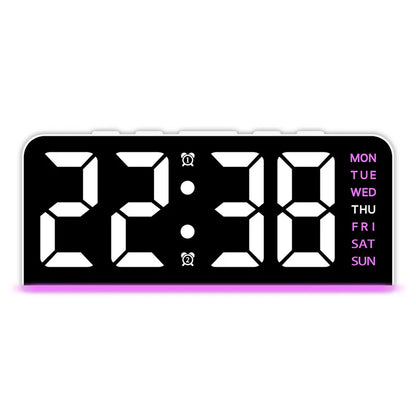 Mood Light Digital Alarm Clock USB LED Snooze Temperature Display 12/24H