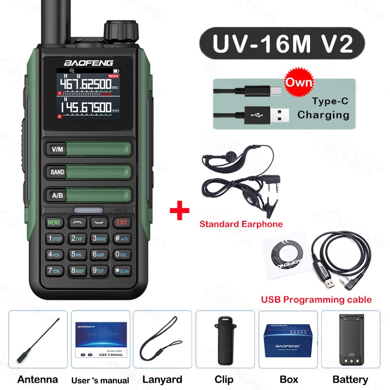 Baofeng UV16M Two Way Radio Walkie Talkie Long Range UHF VHF AM FM