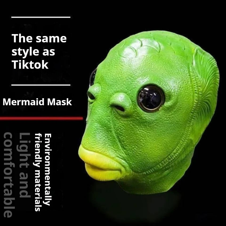Fish Head Cover Mask Toy for Creative Play Sand Sculpture Green Wear