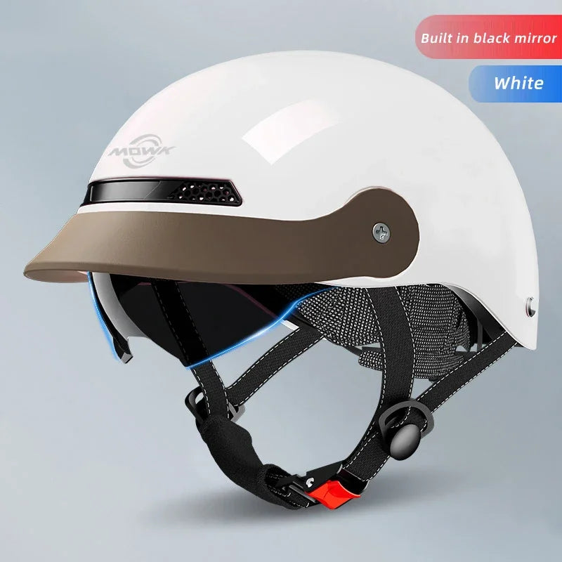 MOWK Motorcycle Vintage Half Helmet Summer Breathable Men Women Electric Jet Scooter Open Face Helmets Reflective Safety Helmets