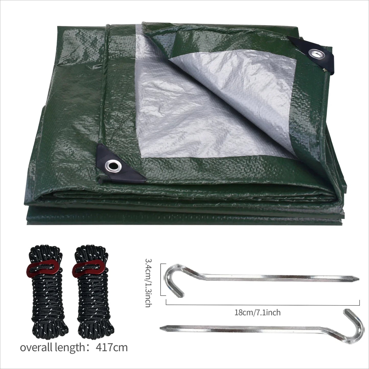 Waterproof Tarp Cover Heavy Duty Tarpaulin 3x3M Camping Ground Sheet
