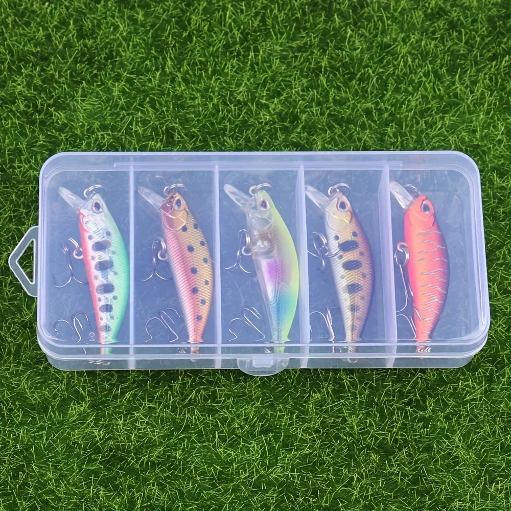 5Pcs Sinking Minnow Fishing Lures Mini Hard Bait for Trout Bass Carp