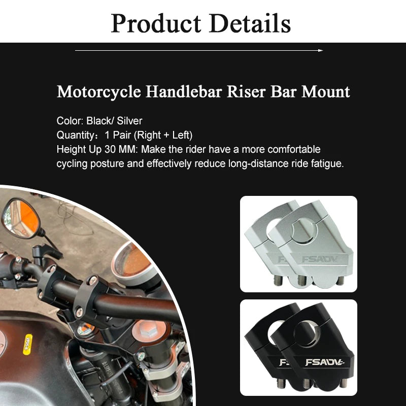 NEW 22mm 28mm Motorcycle Handlebar Riser Motocross Heightening Clamp Mount Pit Bike For Benelli For BMW For Yamaha For Honda-EXPROTAS