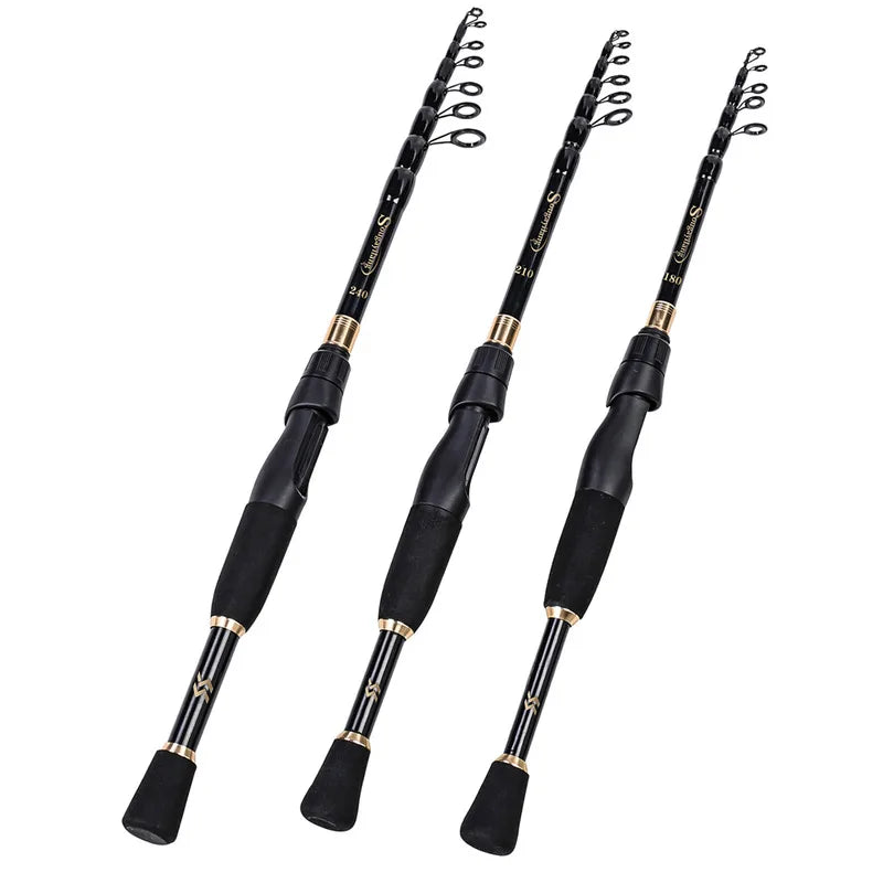 Telescopic Fishing Rod 1.8-2.4m Carbon Fiber Portable Spinning Pole