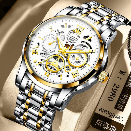 UTHAI L93 Watch For Men Trendy High end Light Luxury Versatile Quartz Watches Waterproof Roman Hollow Male's Clock Watch-EXPROTAS