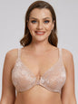 Women’s Front Closure Underwire Bra Unlined Full Coverage Lace