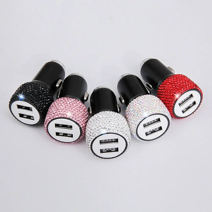 Bling Car Charger 5V 2.1A Dual Port Fast Adapter Vehicle Interior Accessory