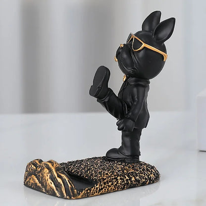 French Bulldog Phone Holder Cute Dog Statue Figurine Home Office Desk Decor