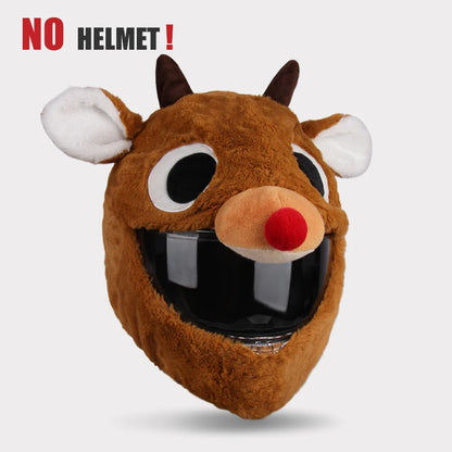 Full Face Covers Plush Motorcycle Helmet Christmas Cartoon Protective Hat