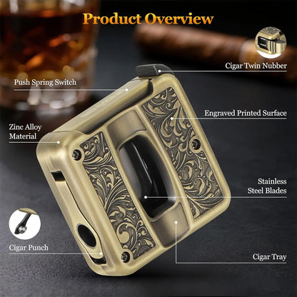 Cigar Punch Holder Cutter 4 in 1 Stainless Steel Portable Tool for 60 Ring Gauge