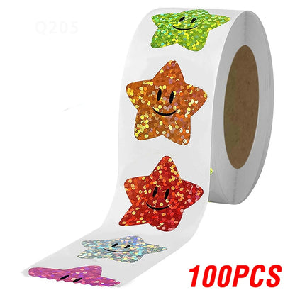 500Pcs Holographic Star Stickers Reward Labels School Teacher Kids