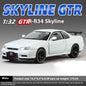 1:32 Nissan GTR R34 Skyline Supercar Alloy Metal Diecast Car Model Sound & Light Collection of Hobby Models Trendy Ornament Gift