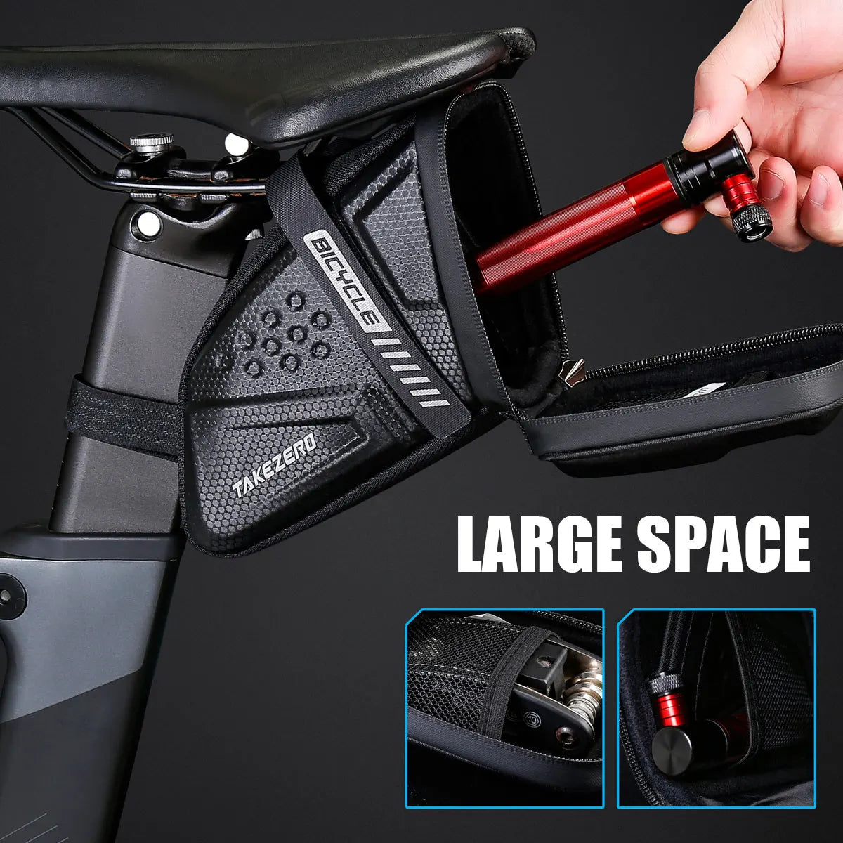 TAKEZERO TZ07 Bicycle Tail Bag Saddle Bag Mountain Bike EVA Hard Shell Road Bike Rear Bag Riding Equipment Accessories-EXPROTAS