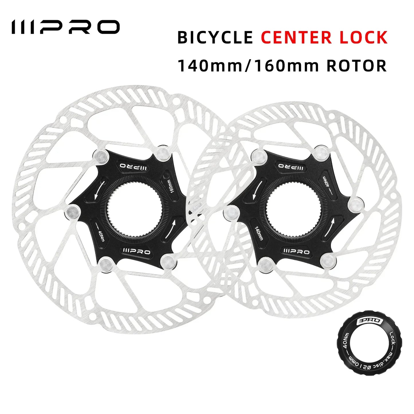 IIIPRO Ultralight Disc Brake Rotor 140/160mm 6-Bolt Center Lock 1.8mm Hollow